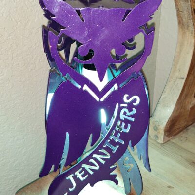 Custom Metal Art 3D Owl Lamp Personalized Name - HCS MetalWorks Waco, Texas